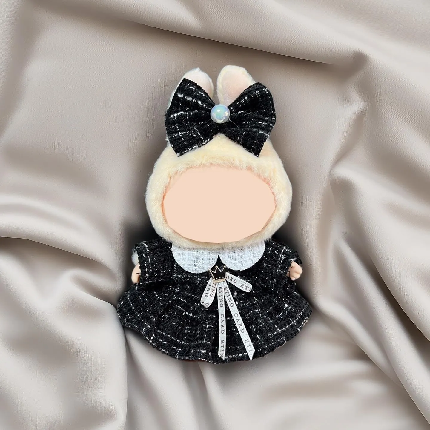 17 cm Doll Clothes for LA-BUBU Doll, Delicate Black Bow Dress Set, High-End Doll Accessories, High Fashion Clothes for Playing and Performing(NO Doll)