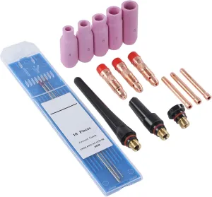 17Pcs TIG Welding Set, TIG Welding Torch Kit ABS Argon Arc Welding Torch Glass Infusion Parts Set for WP17 18 26 Tig Welding Torch