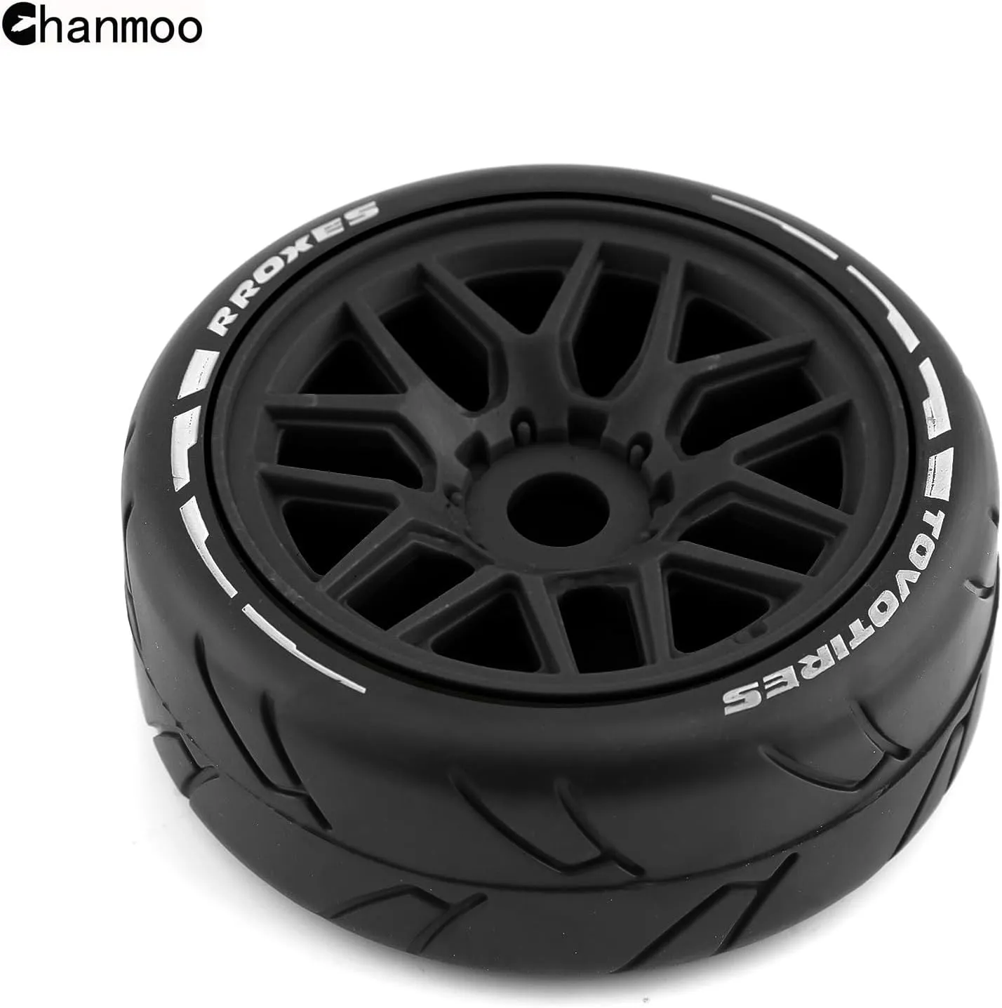 1/8 RC On Road Car Tires and Wheels Rims 17mm Hex 103mm Rubber Rally Tyres for 1:8 Scale RC On-Road Racing Car HPI WR8 HSP Hobao ARRMA Redcat Losi Kyosho VRX RC Rally Drift Car 4PCS (Black)