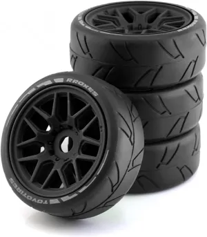 1/8 RC On Road Car Tires and Wheels Rims 17mm Hex 103mm Rubber Rally Tyres for 1:8 Scale RC On-Road Racing Car HPI WR8 HSP Hobao ARRMA Redcat Losi Kyosho VRX RC Rally Drift Car 4PCS (Black)
