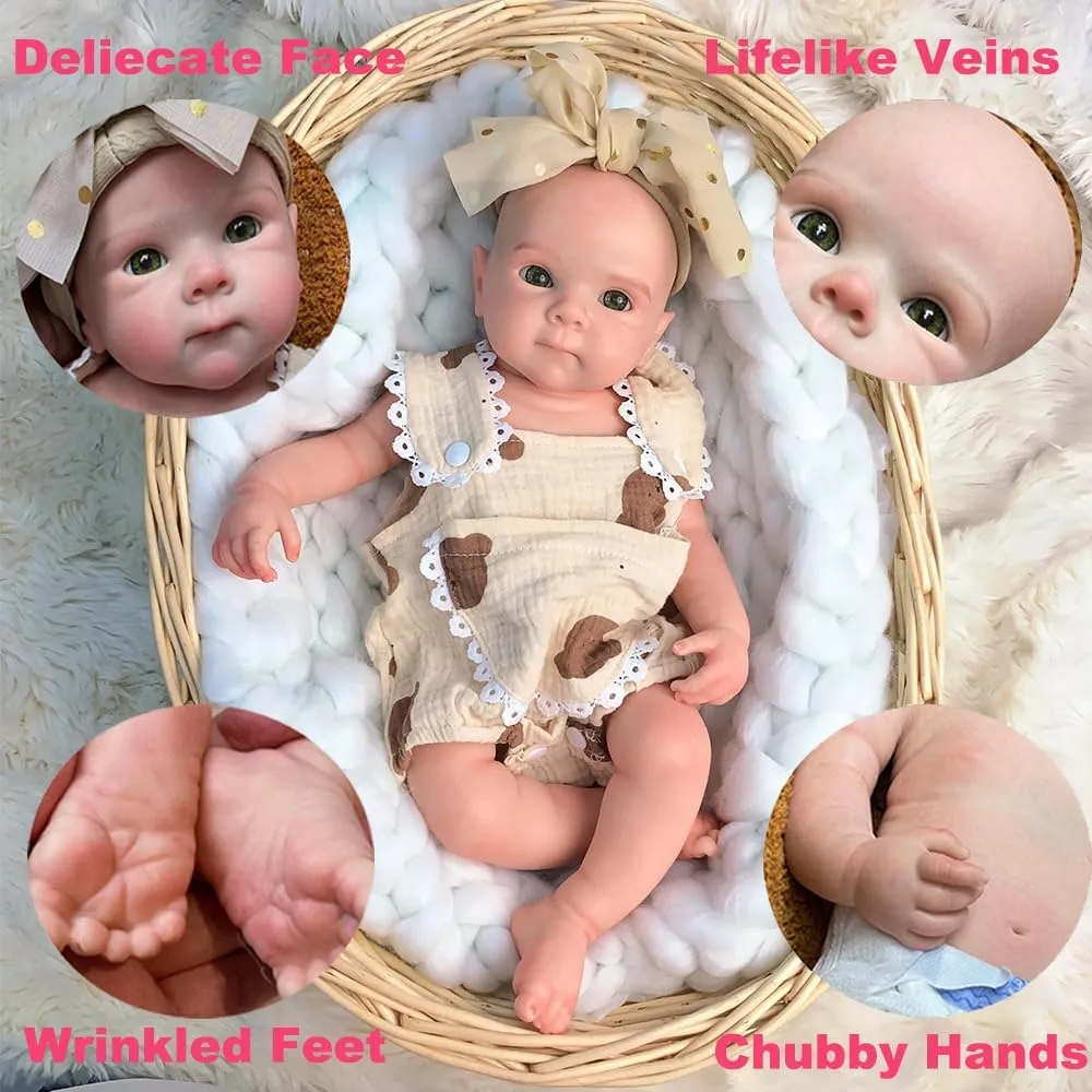 18inch/45cm Bettie Girl Lifelike Anatomically Correct Silicone Baby Dolls Realistic Full Solid Silicone Body Newborn Dolls Flexible