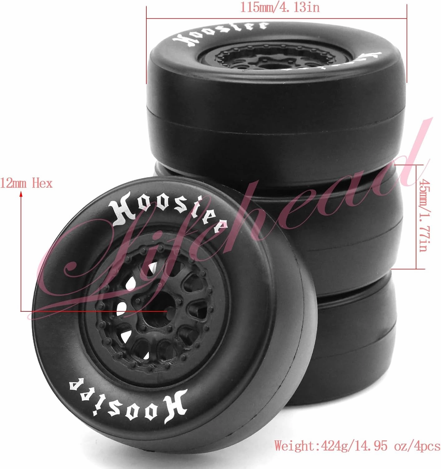 1/10 Racing Short Course Truck Tires，Suitable for TRAXXAS Slash4X4 HuanQi 727 ARRMA SENTON 3S Losi Ford Raptor Baja Rey/ 105mm OD High-Performance Short-haul Truck Tires（Black）