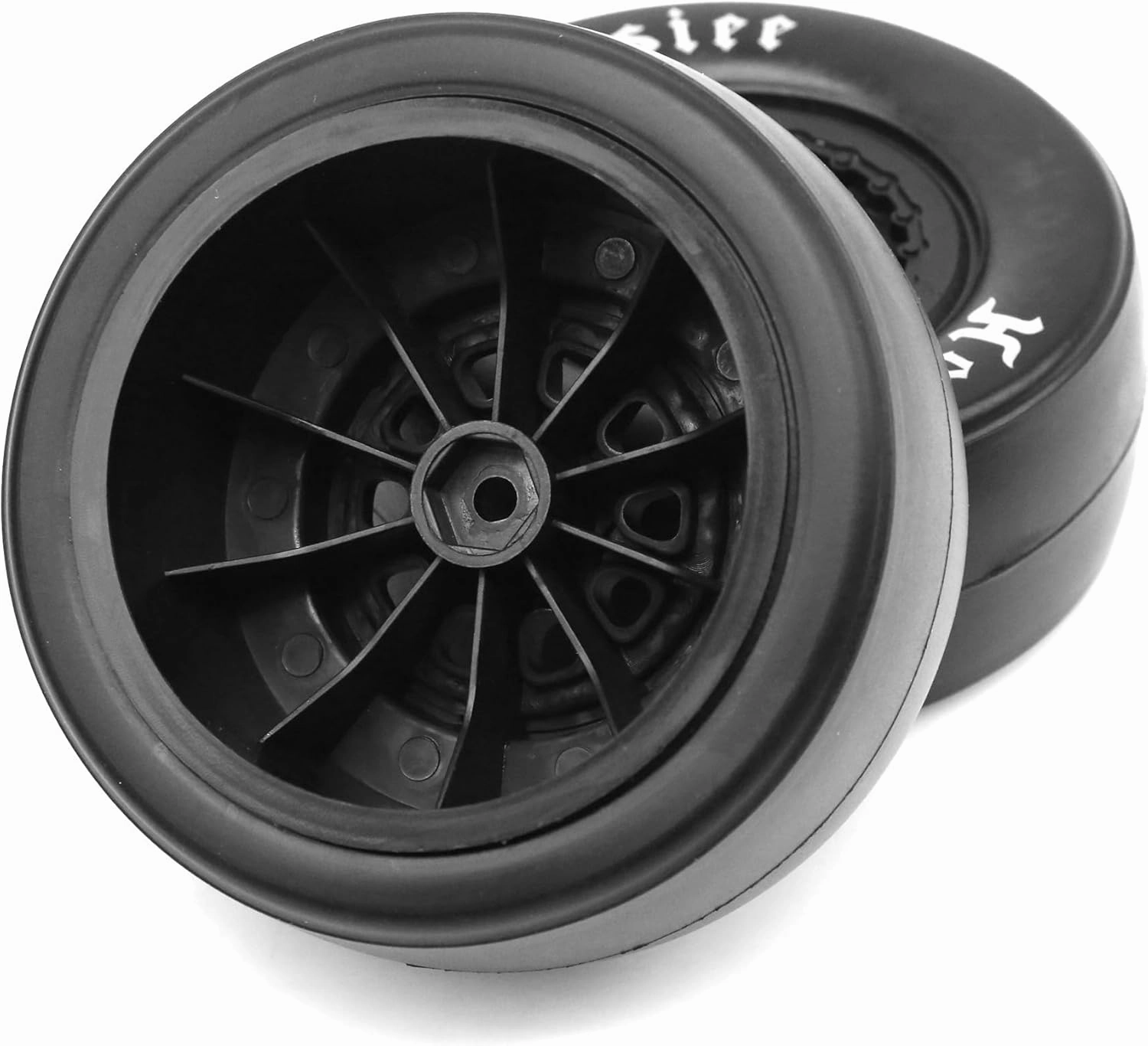 1/10 Racing Short Course Truck Tires，Suitable for TRAXXAS Slash4X4 HuanQi 727 ARRMA SENTON 3S Losi Ford Raptor Baja Rey/ 105mm OD High-Performance Short-haul Truck Tires（Black）