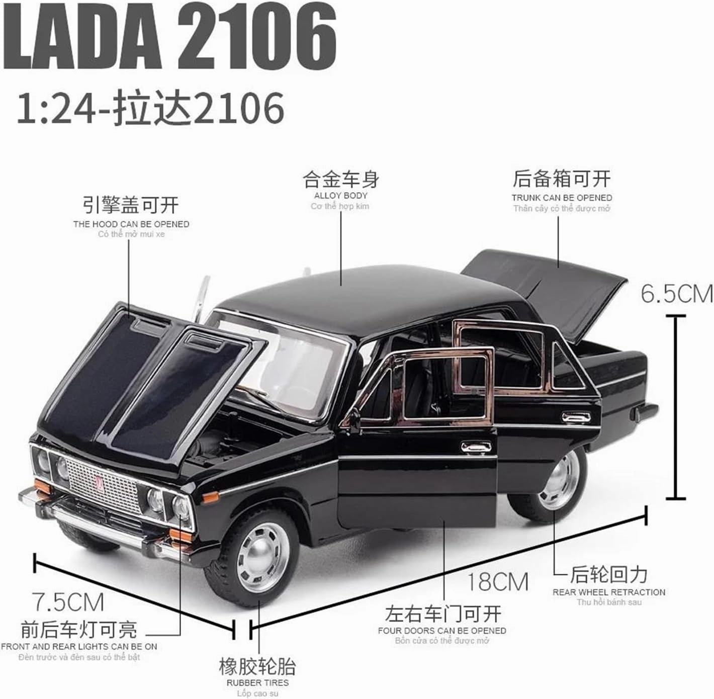 1 24 for Lada 2016 Classic Car Alloy Car Model Diecast Metal Toy Adults Car Model Simulation Collection Gift Classic Cars Collectible(Blue)