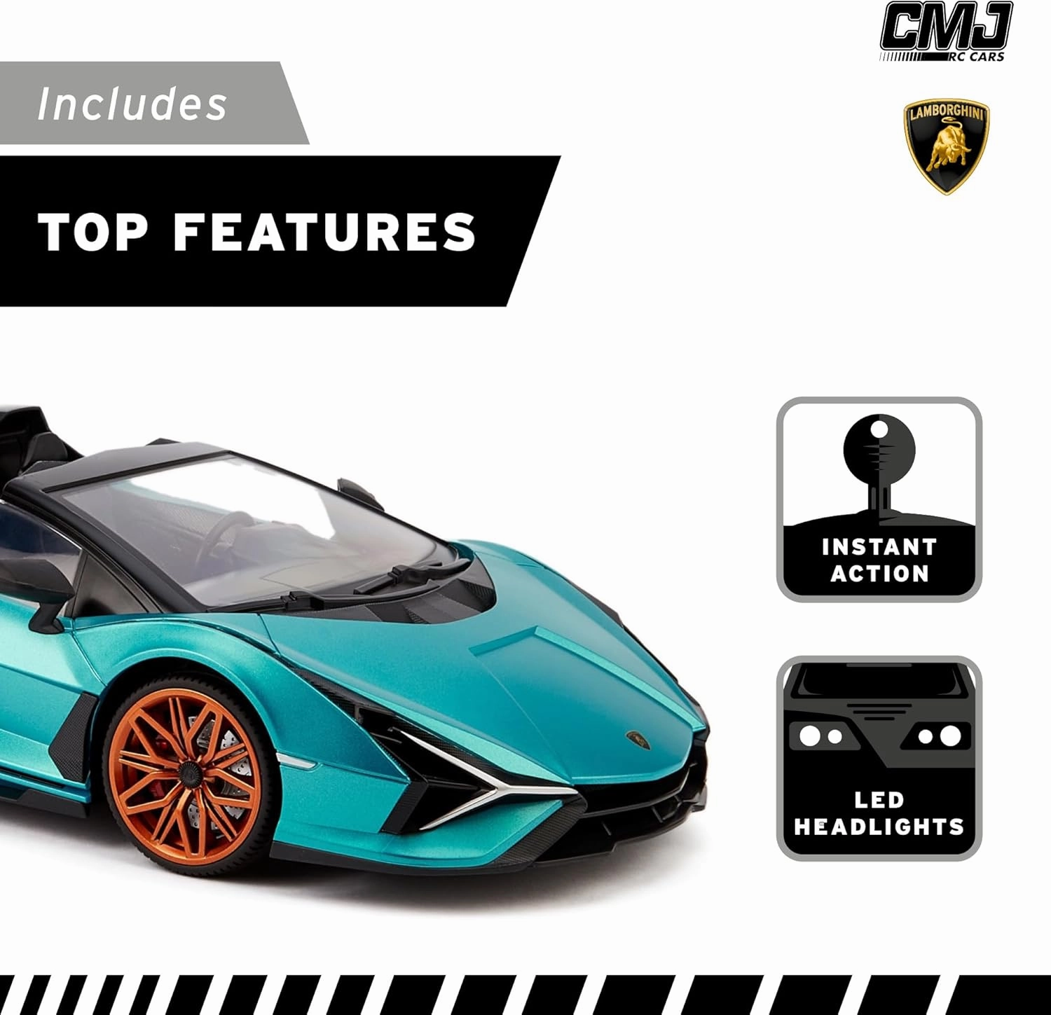 1:24 Scale Officially Licensed RC Lamborghini Sián FKP 37, Blue Lambo Sport Racing Hobby Toy Car Model Vehicle for Boys Girls and Adults Gift