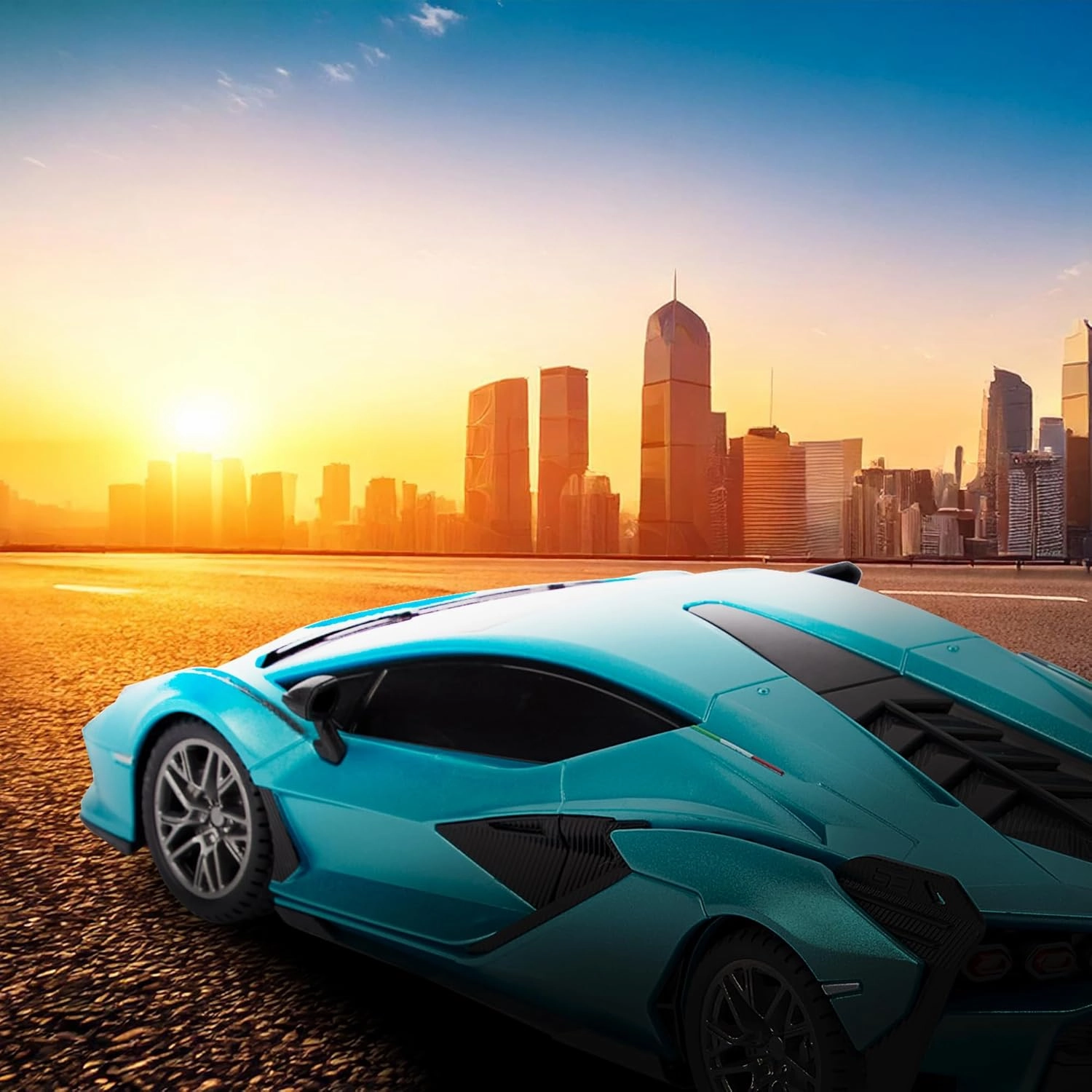 1:24 Scale Officially Licensed RC Lamborghini Sián FKP 37, Blue Lambo Sport Racing Hobby Toy Car Model Vehicle for Boys Girls and Adults Gift