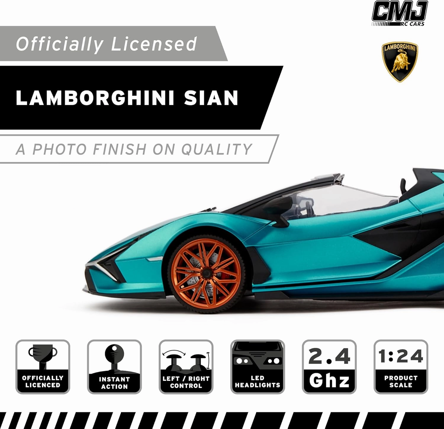 1:24 Scale Officially Licensed RC Lamborghini Sián FKP 37, Blue Lambo Sport Racing Hobby Toy Car Model Vehicle for Boys Girls and Adults Gift