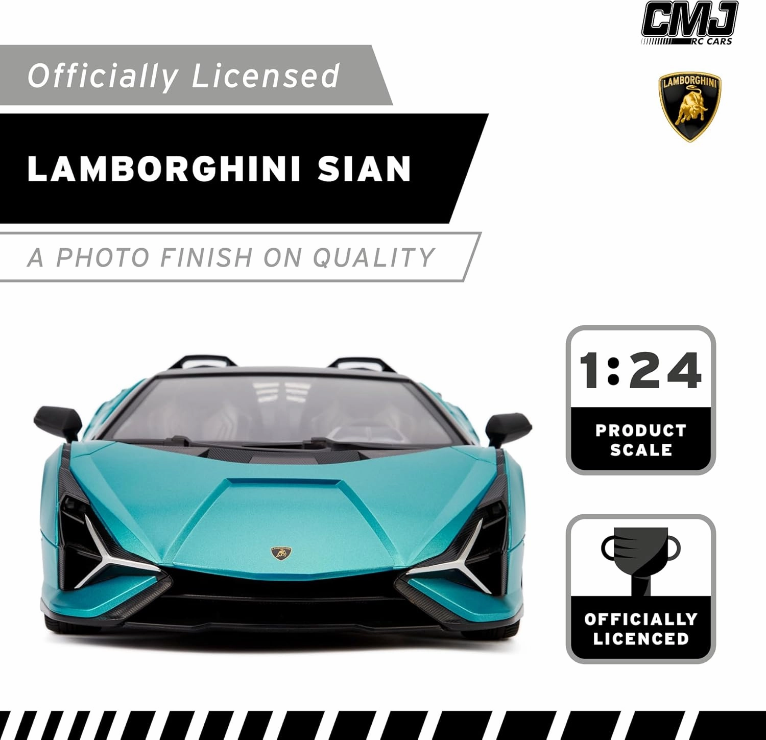 1:24 Scale Officially Licensed RC Lamborghini Sián FKP 37, Blue Lambo Sport Racing Hobby Toy Car Model Vehicle for Boys Girls and Adults Gift