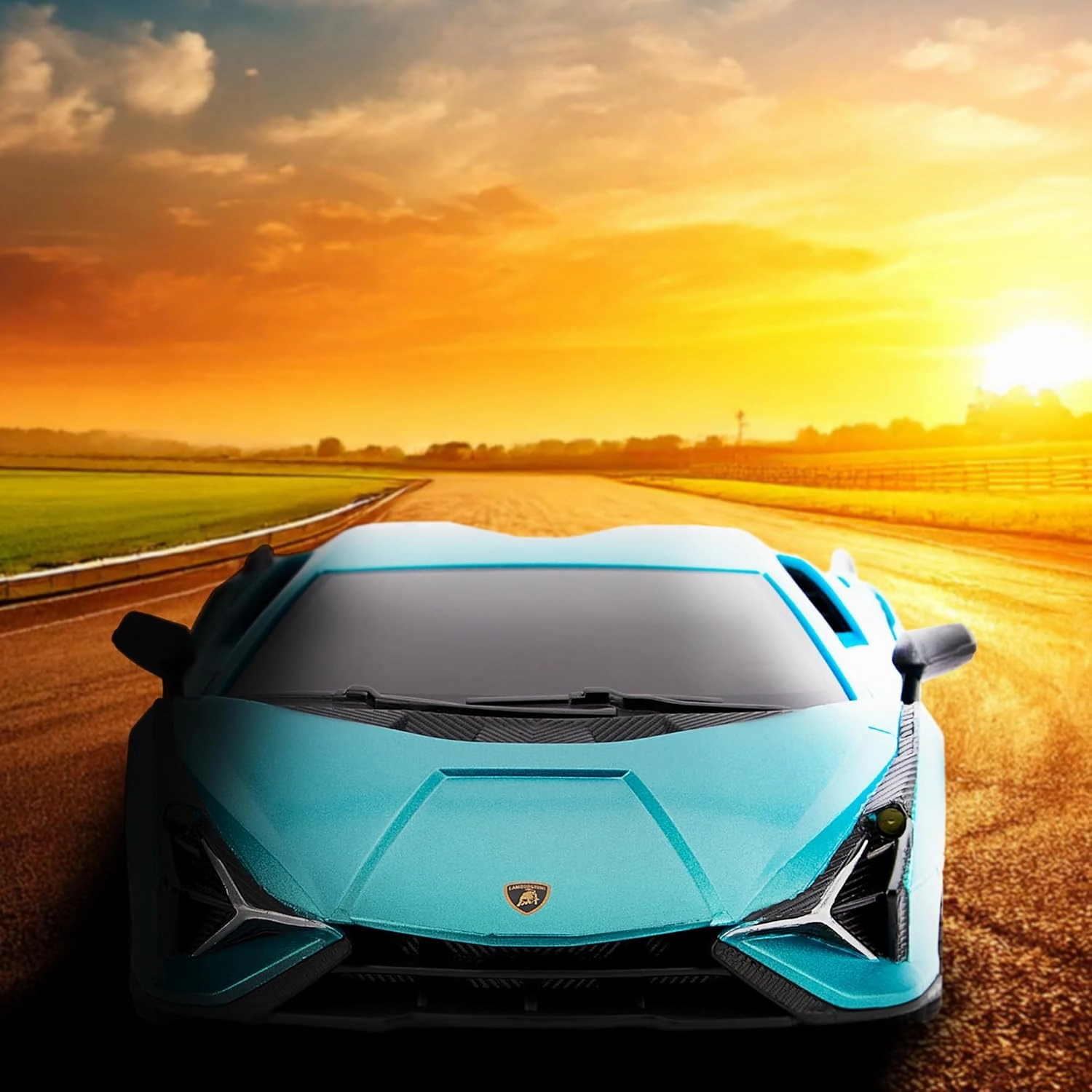 1:24 Scale Officially Licensed RC Lamborghini Sián FKP 37, Blue Lambo Sport Racing Hobby Toy Car Model Vehicle for Boys Girls and Adults Gift