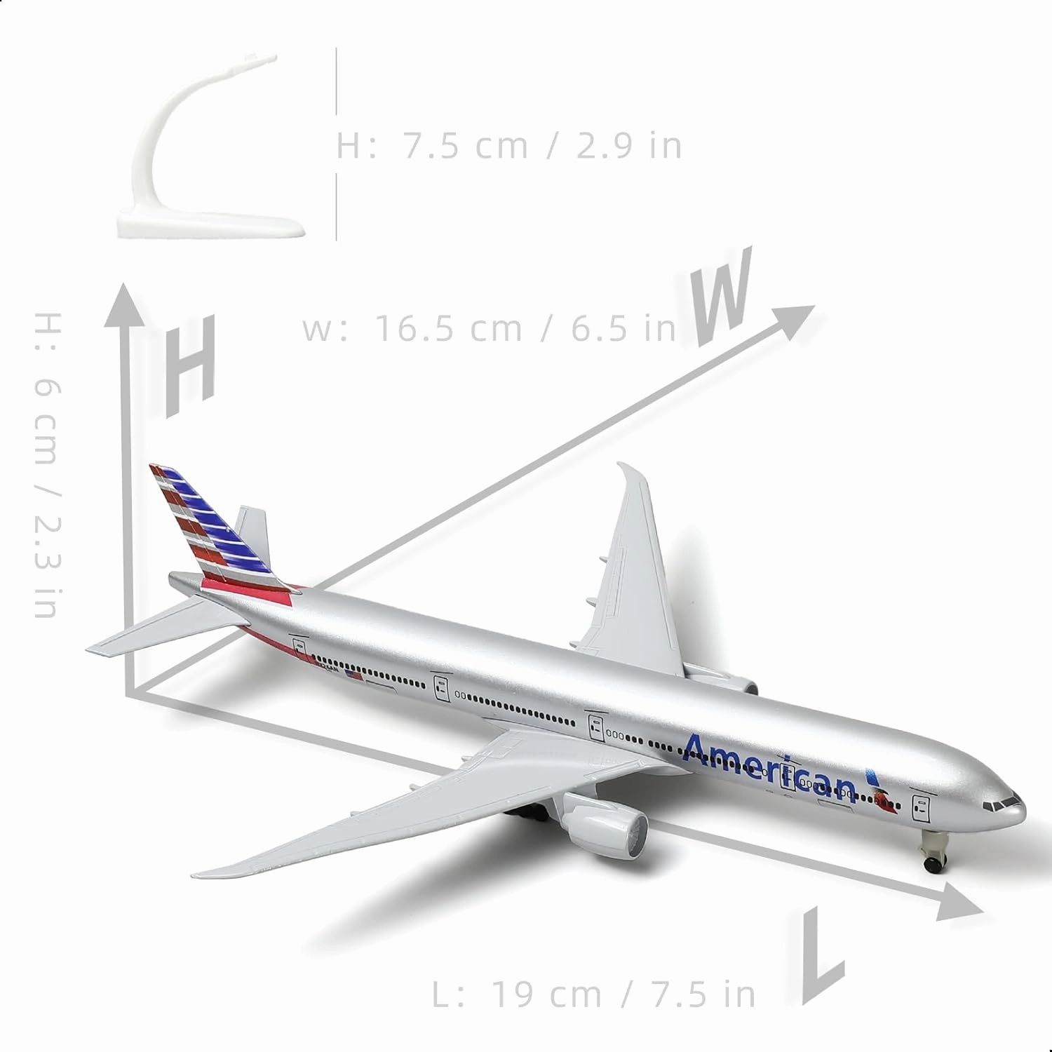 1/300 American 777 Diecast Metal Airplane Model Kits for Boeing 777 Airlines Model Plane with Display Stand (7.5-inch L) for Adult Aviation AA Plane Models Gifts or Desktop Decorations