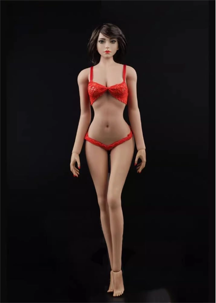 1/6 Scale Female Body Teenage Girl Narrow Shoulder Small Chest Super Flexible Seamless Body with Detachable Feet Soldier Action Figure Doll (JOQ-19B-WS01 New Pale Skin)