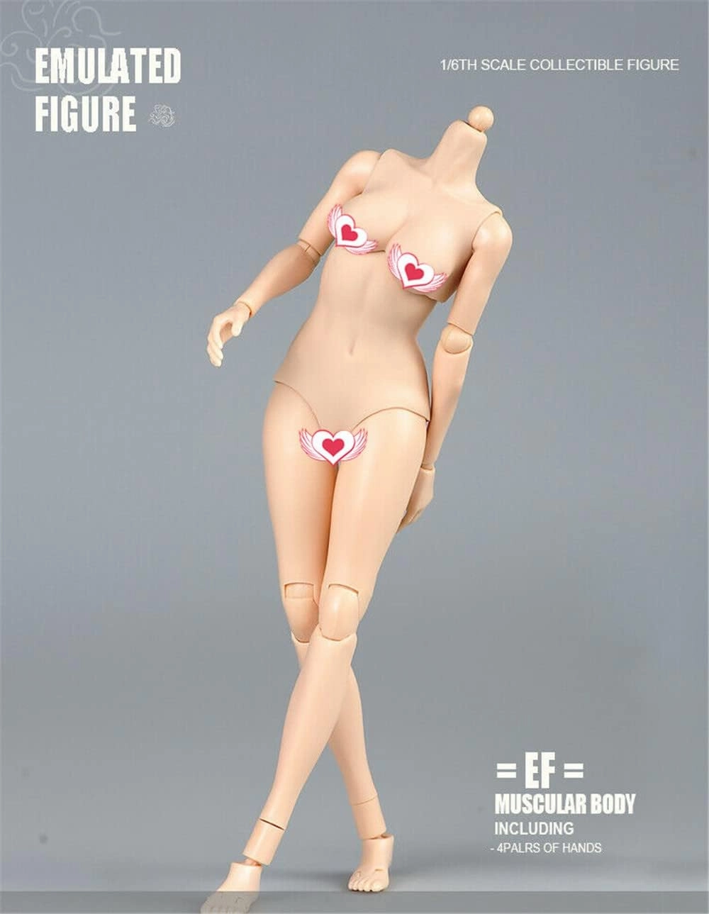 1/6 Scale Female Figure Body, Female Pale Skin Mid Bust Half-Seamless Flexible Action Figure Body Doll Collection
