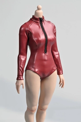 1/6 Scale Female Figure Doll Clothes Leather Long Sleeve Jumpsuits for 12 Inch Female Action Figure, Flexible Seamless Doll Silicone Body Doll(Red)