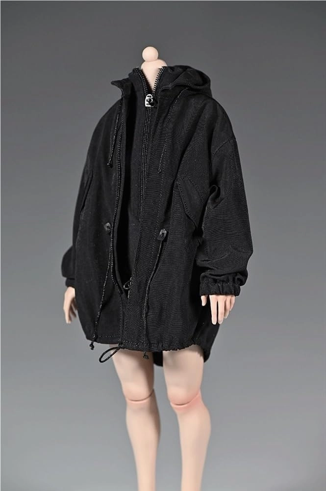 1/6 Scale Female Soldier Model Doll Clothes 12 Inch Action Doll Workwear Jacket, Flexible Seamless Doll Miniature Accessories Doll(Black)