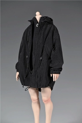 1/6 Scale Female Soldier Model Doll Clothes 12 Inch Action Doll Workwear Jacket, Flexible Seamless Doll Miniature Accessories Doll(Black)