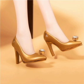 1/6 Scale Figure Doll Clothes High Heels UJ36 for 12" Female Action Figure, Flexible Seamless Doll Silicone Body Doll(Gold)