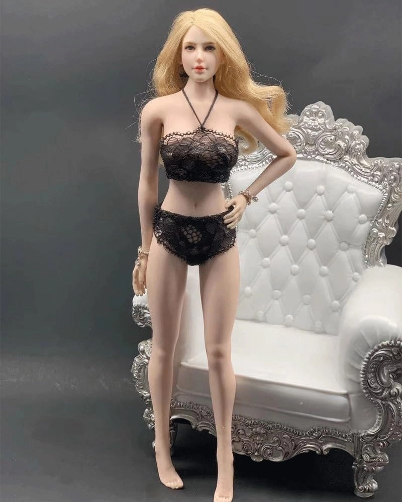 1/6 Scale Figure Doll Clothes Lace Underwear Underpants J0G3 for 12" Female Action Figure, Flexible Seamless Doll Silicone Body Doll(Black)