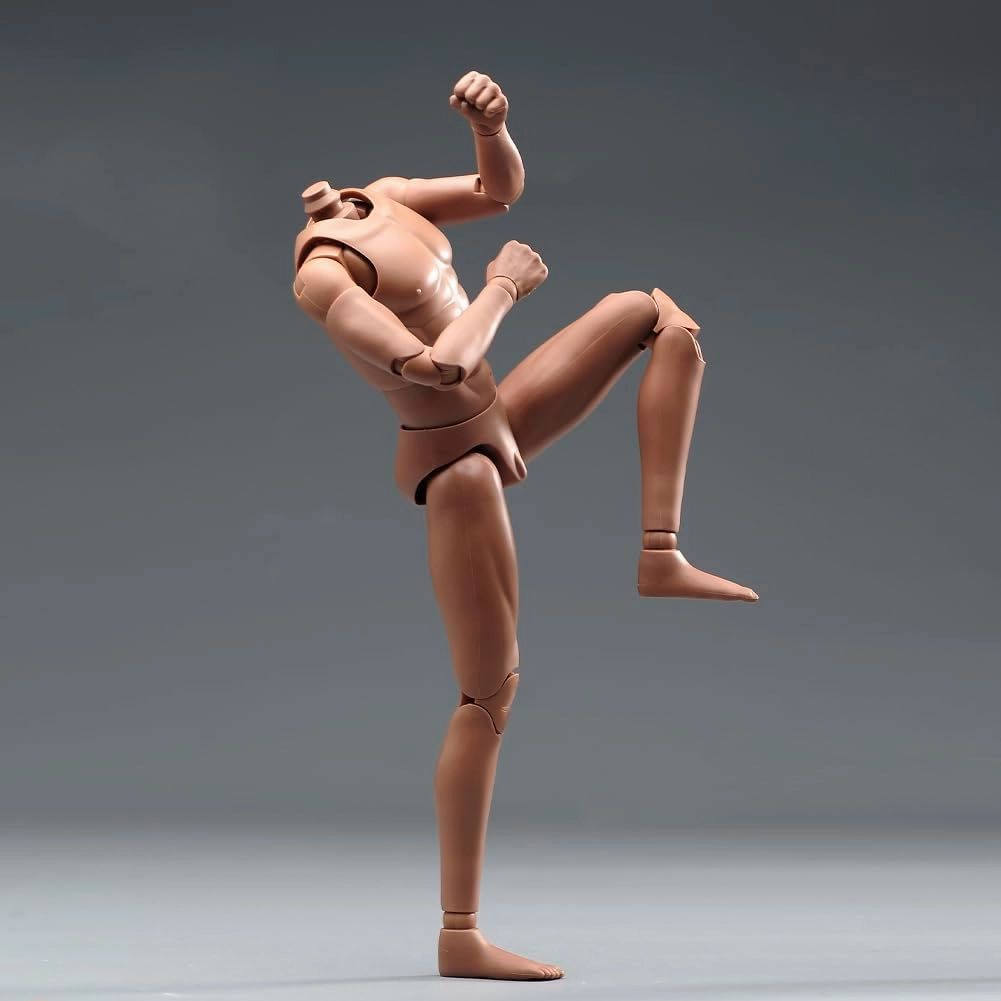 1/6 Scale Male Body,12inch Joints Flexible Muscle Male Soldier Action Figure Body Artistic Human Body Miniature Figure Doll (Suntan Skin)