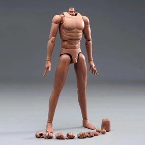 1/6 Scale Male Body,12inch Joints Flexible Muscle Male Soldier Action Figure Body Artistic Human Body Miniature Figure Doll (Suntan Skin)