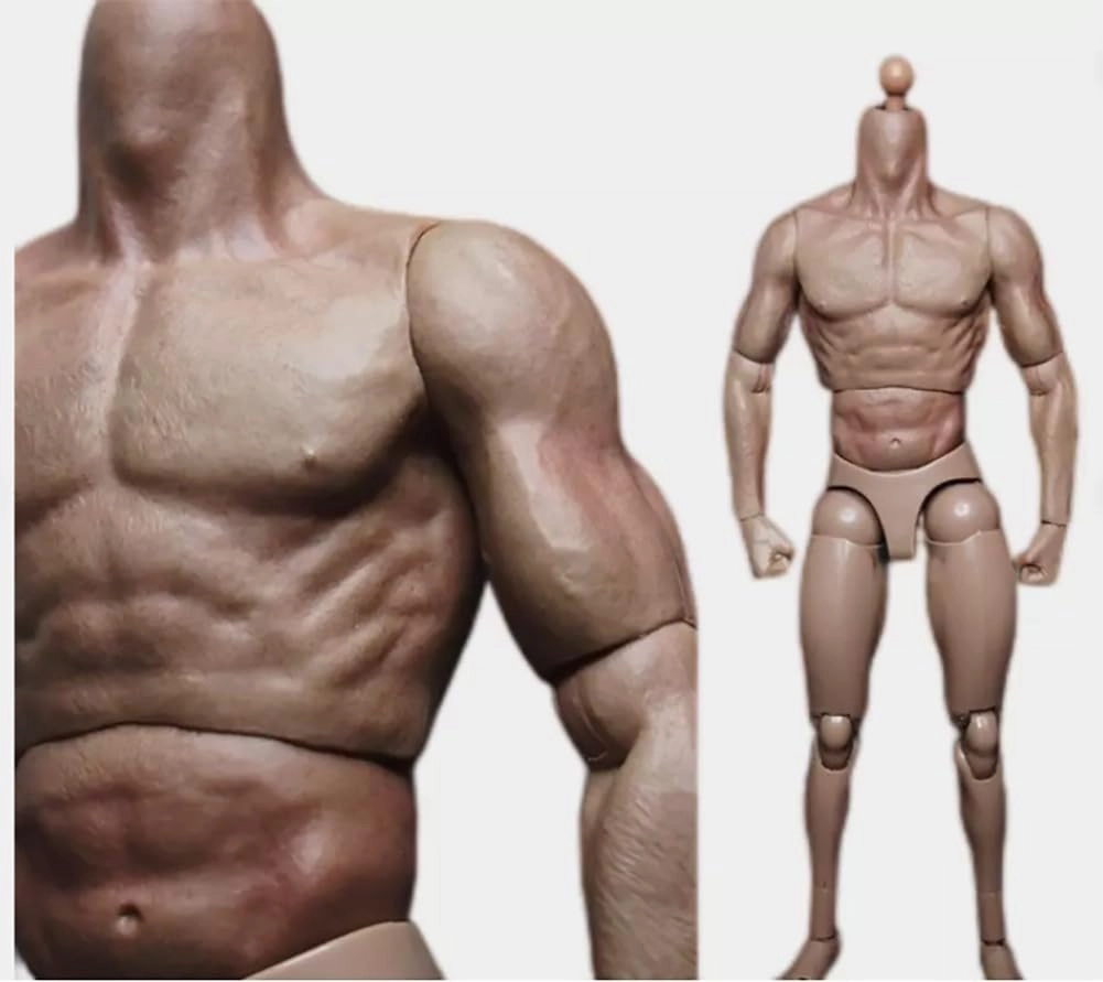 1/6 Scale Muscle Male Body 12in Flexible Muscle Male Action Figure Doll Miniature Figure Without Head Sculpt