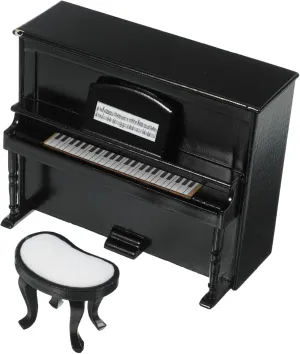 1Set Miniature House Piano and Stool Dollhouse Accessories for DIY Micro Landscapes and Decoration Lifelike Mini Piano Model for Creative