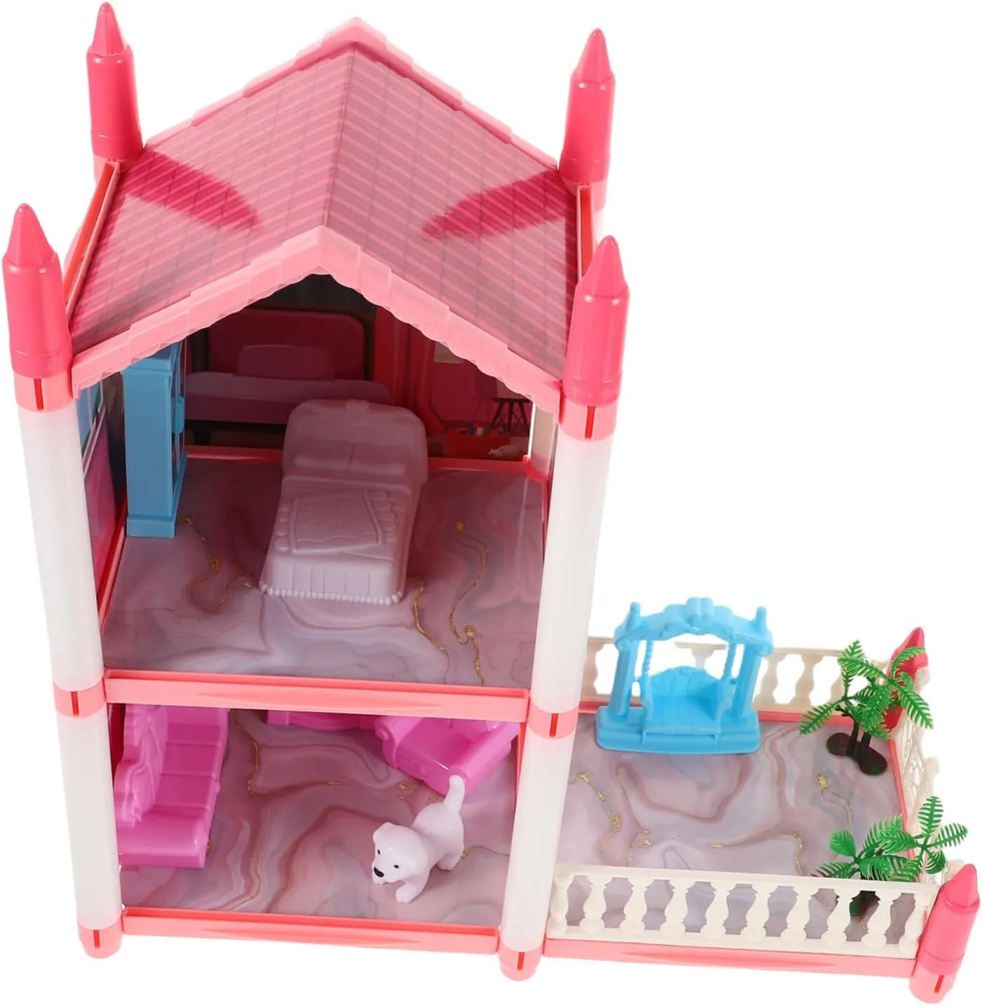 1set Princess Castle Dollhouse Kit Miniature House with Furniture Accessories for Girls Portable Playhouse for Boy Girl Imagination Cognitive Skills for Travel