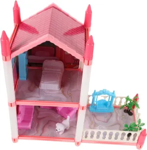 1set Princess Castle Dollhouse Kit Miniature House with Furniture Accessories for Girls Portable Playhouse for Boy Girl Imagination Cognitive Skills for Travel