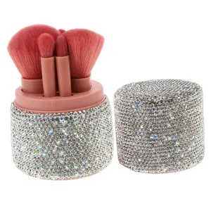 1Set Travel Makeup Brush Set with Crystal Case Makeup Organizer for Foundation Powder Eyeshadow Contour Blush Concealer Multifunctional Dustproof for Home Travel Use