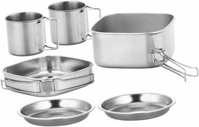 1set Camping Cookware Portable Stainless Steel Folding Pot and Pan for Outdoor Cooking Picnic Supplies Lightweight Cookware Kit for Camping Hiking and Backpacking