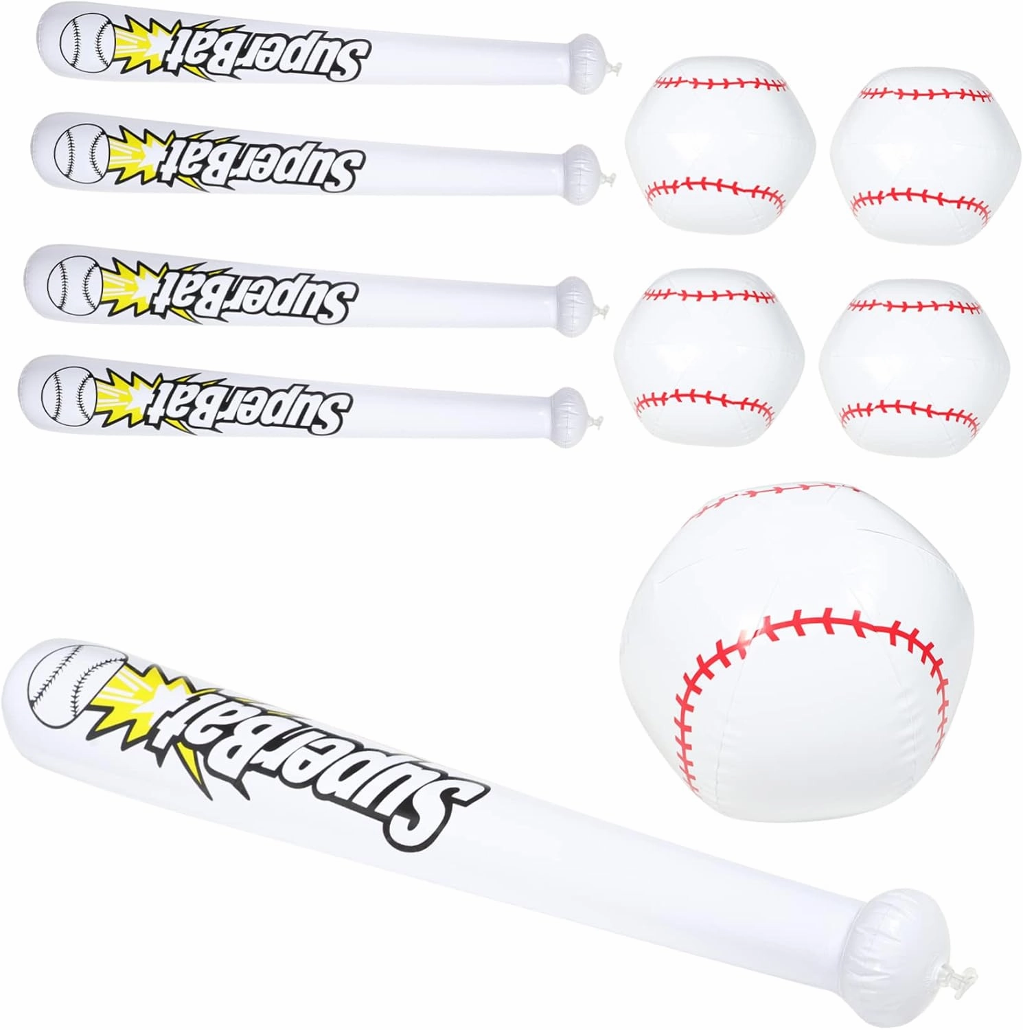 1set Inflatable Baseball Bat Soft Sports Party Decoration for Boys and Girls Easy to Inflate Design Baseball Patterns for Games and Events