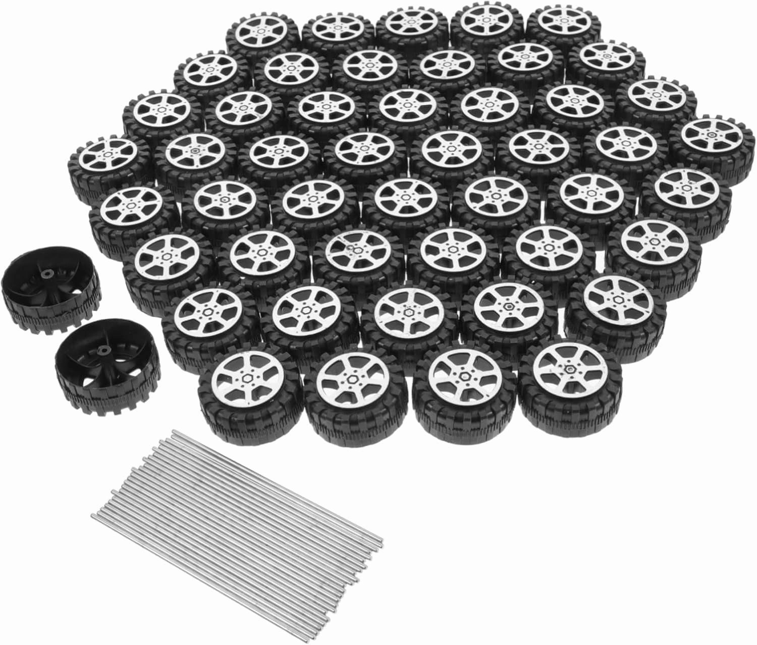 1set Plastic Toy Wheels with Axles for DIY Crafts for Model Cars and Handmade Projects Great Accessories for Boy Girl Creative Play