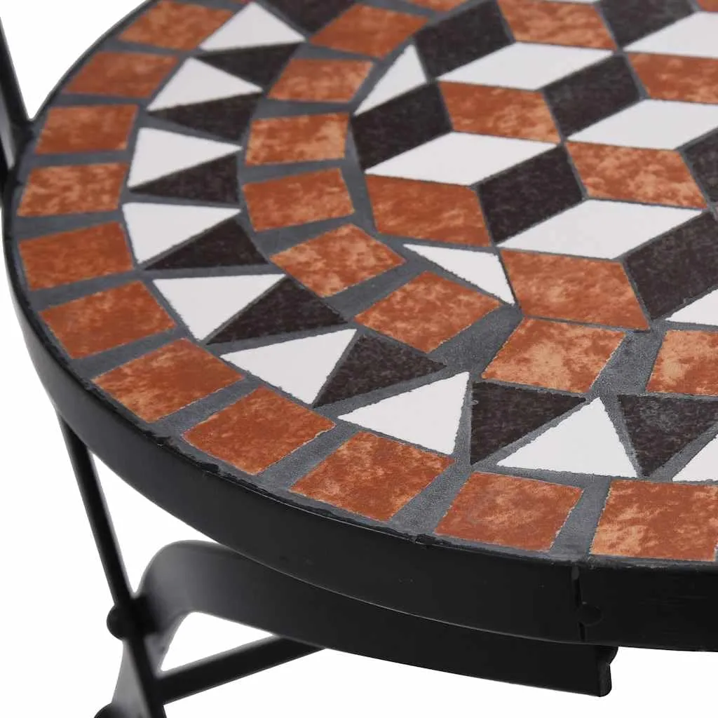 2-Piece Brown Ceramic Mosaic Patio Chairs with Iron Frame, Outdoor Furniture Set for Garden Balcony, 34.3" Height, All-Weather Resistant Seating