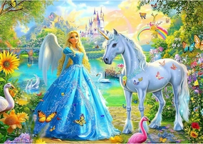 200 Piece Puzzles for Kids ages 4-6, Princess & Unicorn Puzzle for Girls 4-8, Princess & Unicorn Puzzles Toys for Girls age 3-5, for Gift Party Games Family Birthdays Christmas, Puzzle Size 19 x 13 in