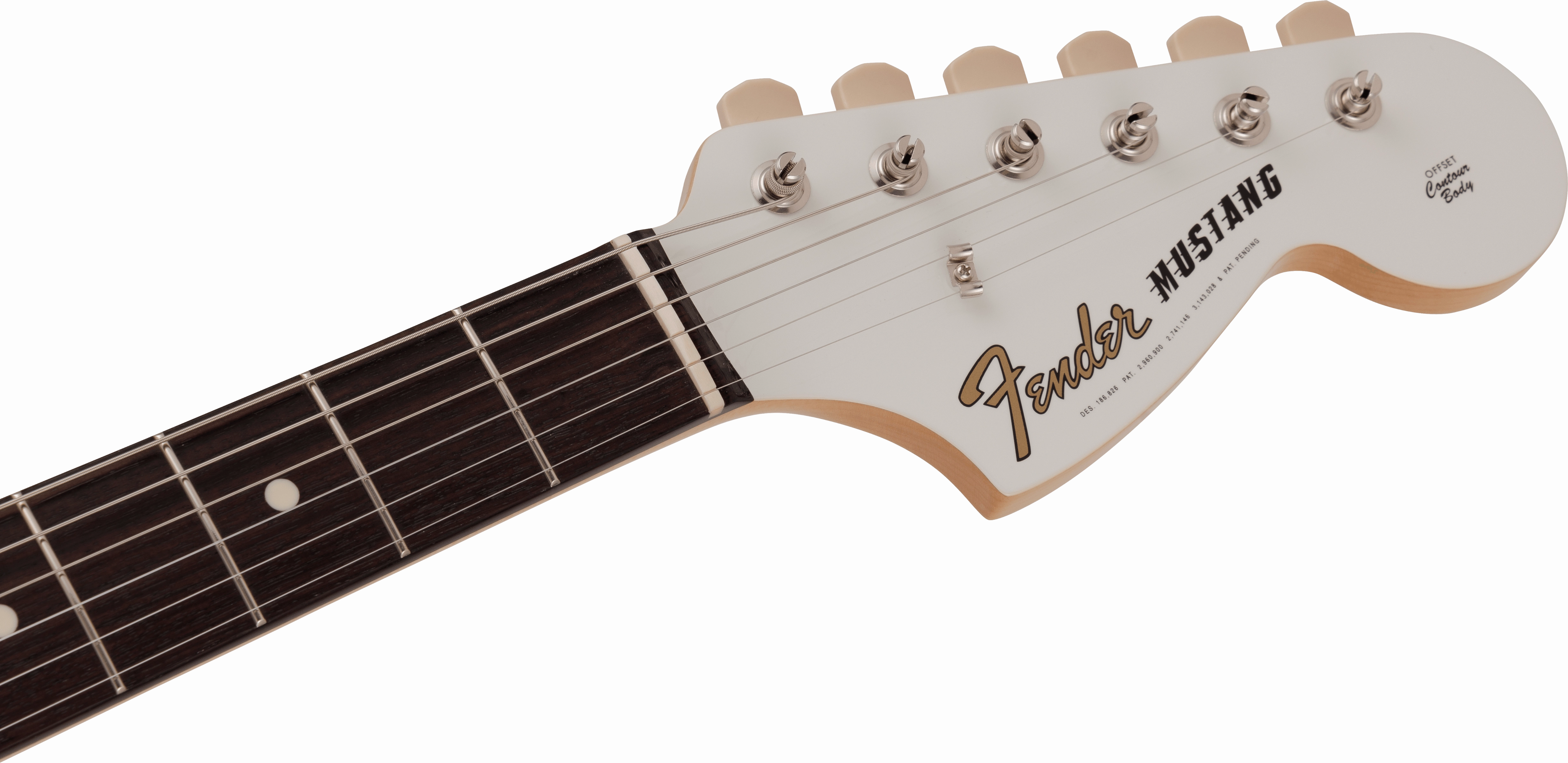 2023 Collection Made in Japan Traditional 60s  Mustang, Rosewood Fingerboard, Olympic White with Red Competition Stripe