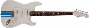 2023 Collection Made in Japan Traditional 60s Stratocaster, Rosewood Fingerboard,  Olympic White with Blue Competition Stripe