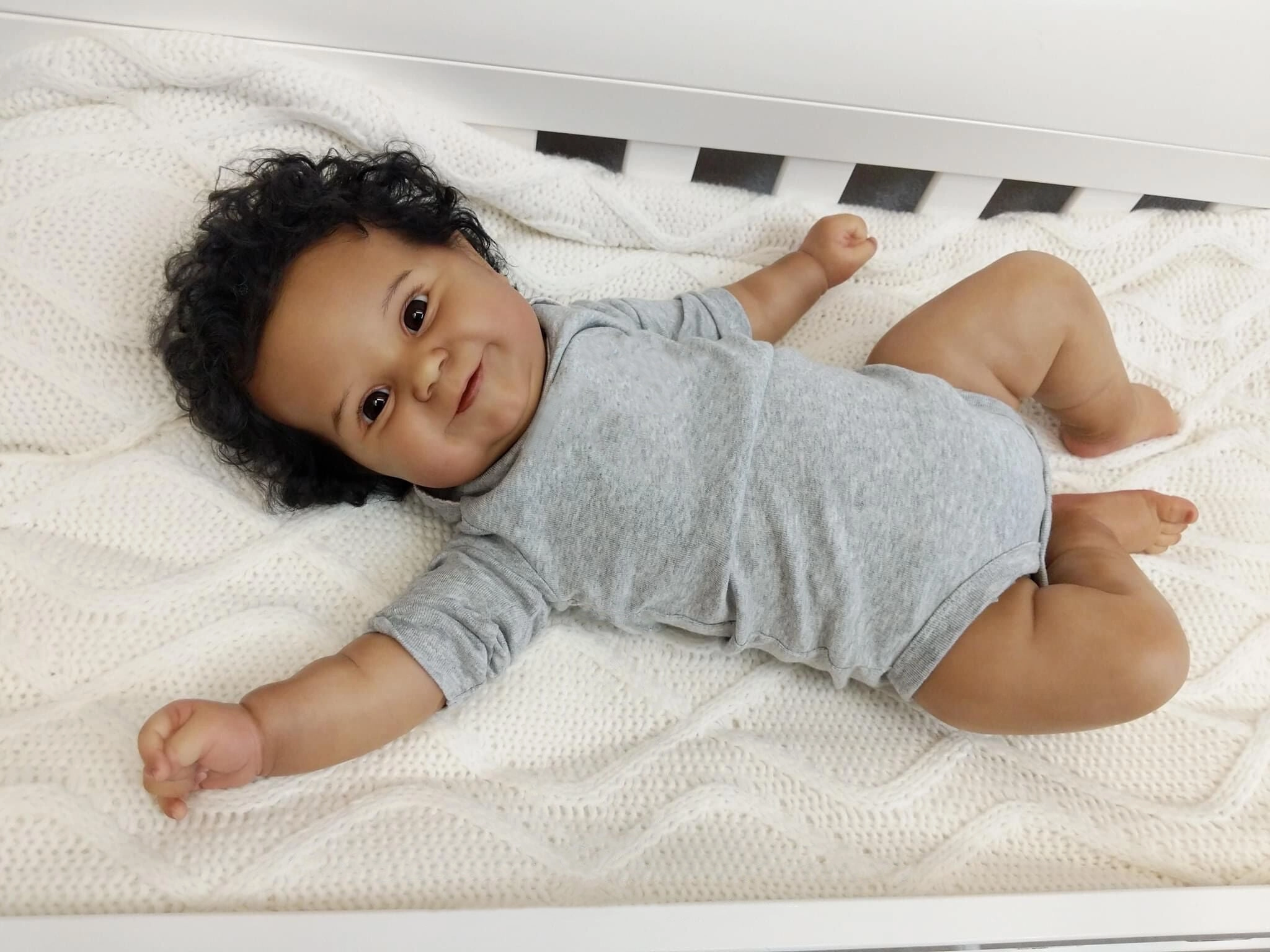 20" Abel Reborn Baby Girl Soft Body Flexible Black Skin African American Baby Doll