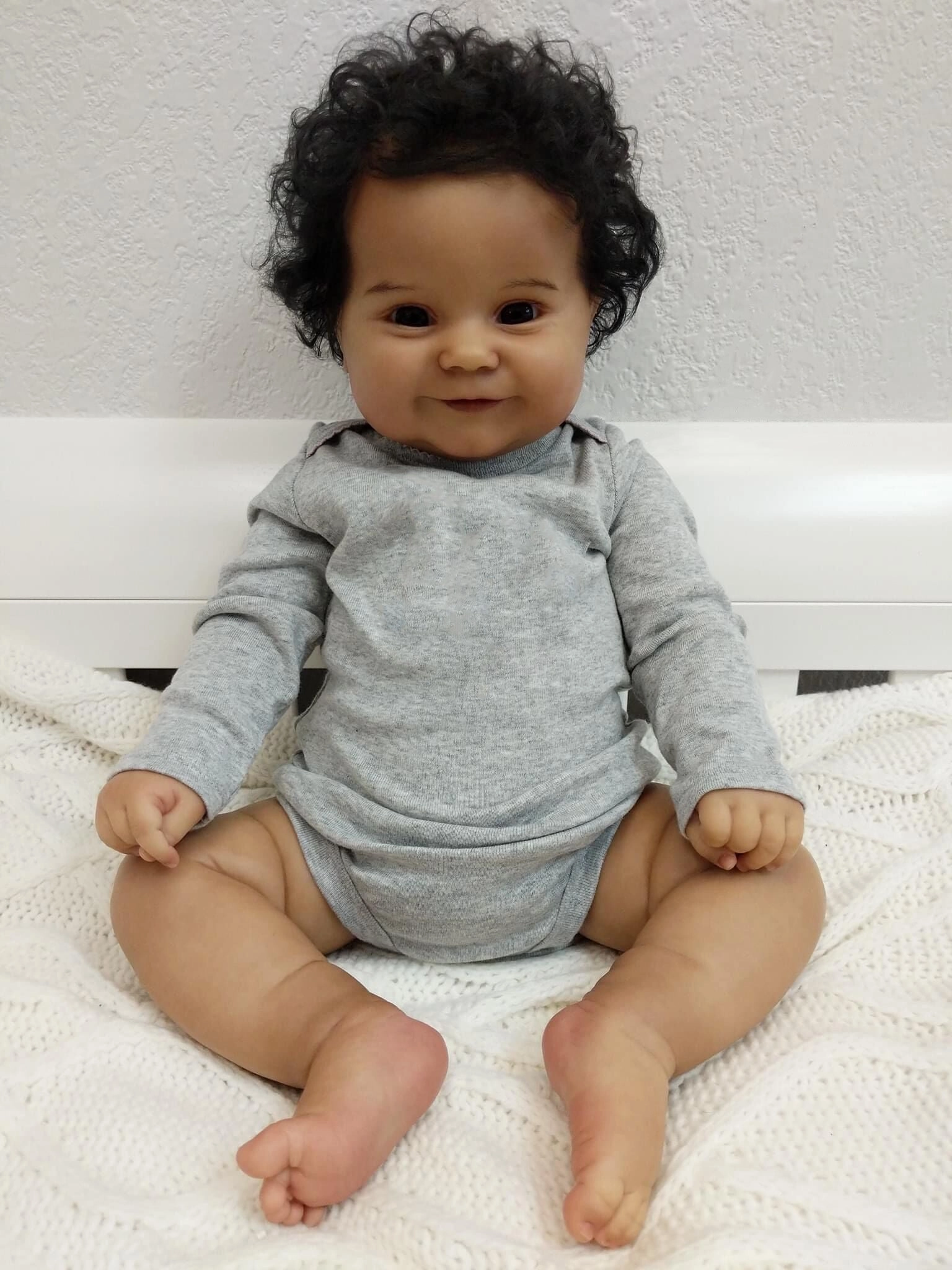 20" Abel Reborn Baby Girl Soft Body Flexible Black Skin African American Baby Doll