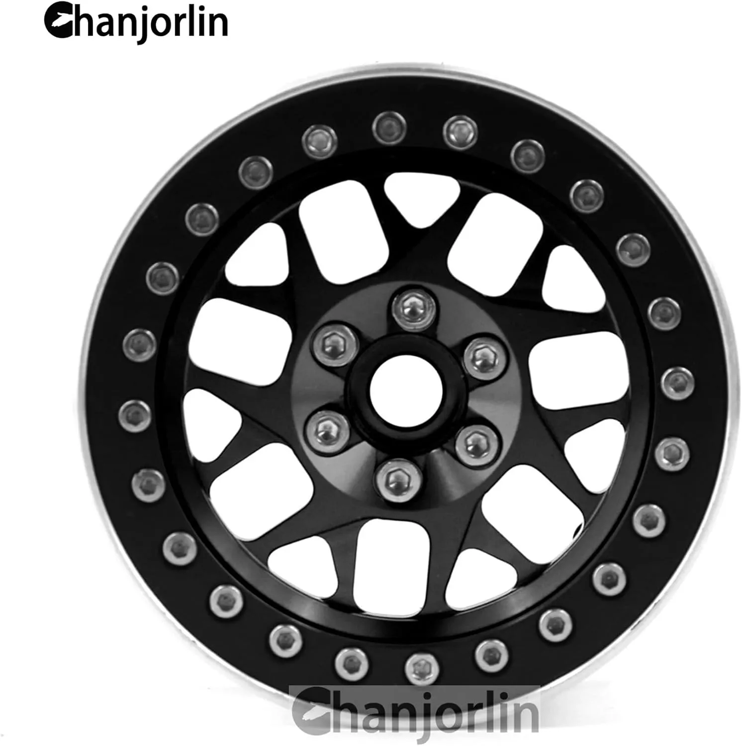 2.2 RC Beadlock Wheels Rims 12mm Hex 1/10 Aluminum Alloy Mud Slingers Hubs for 1:10 Rock Crawler Car Axial SCX10 Tamiya CC01 D90 RR10 RC4WD Gen8 Traxxas TRX4 2.2" Tires 4PCS (Black)