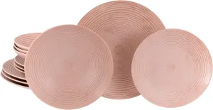 23719, Catania Peach Series, 12-Piece Crockery Set for 4 People, Plate Set Made of Stoneware, Dishwasher and Microwave Safe, Made in Portugal