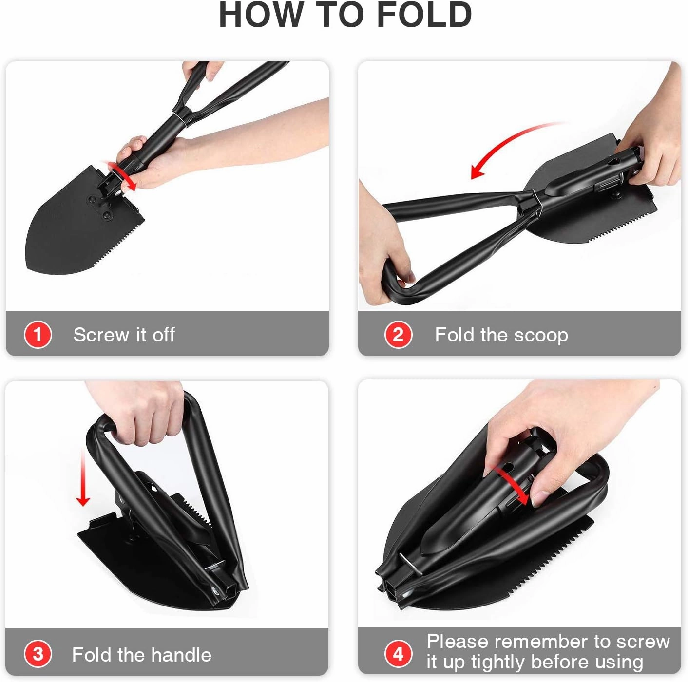 24.5" Collapsible Shovel, Heavy Duty Foldable Shovel, Camping Shovel and Pickax, Military Entrenching Tool for Gardening, Camping, Mud&Snow, Off Road, Portable Car Emergency kit