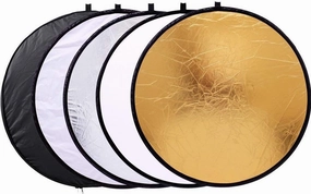 24" (60cm) 5-in-1 Portable Collapsible Multi-Disc Photography Light Photo Reflector for Studio/Outdoor Lighting with Bag - Translucent, Silver, Gold, White and Black