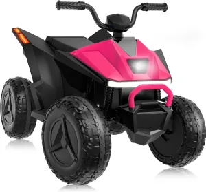 24V Kids ATV, 2 Seater Ride-On ATV for Kids Age 4-8 with 4 Spring Suspensions Power Wheel Electric Vehicle Car with Music, Led Lights, Bluetooth (Pink)
