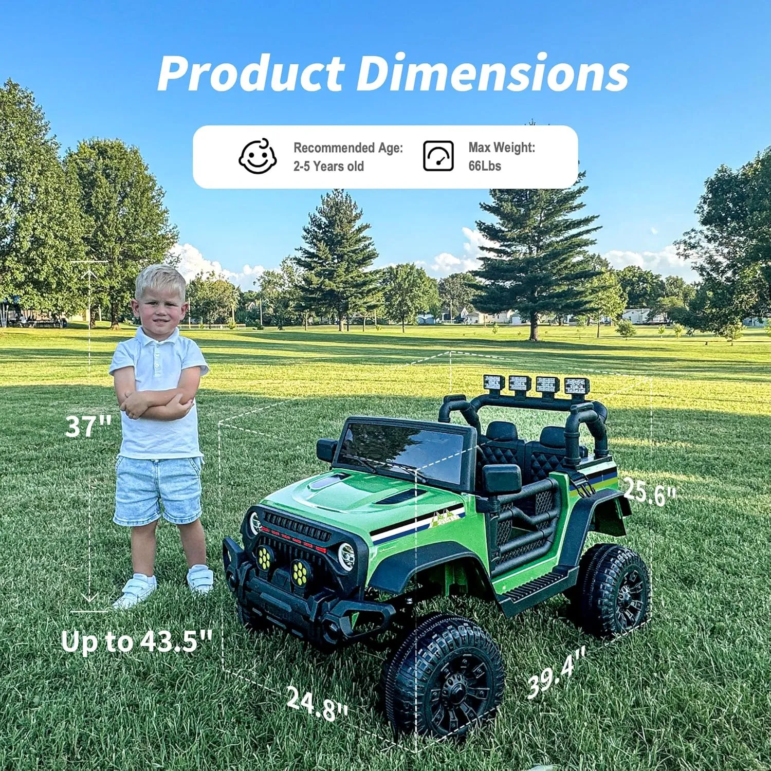24V Kids Ride on Car, Kids Electric Vehicles Car Ride on Toy Truck for Toddlers w/Remote Control, 400W Motor - Green