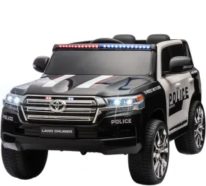 24V Ride on Toy for Kids, 24 Volt Electric Ride-on Police Car w/Remote Control, Power Wheels w/LED Light, Bluetooth, MP3, Battery Powered Electric Car for Big Kids (Black-White)