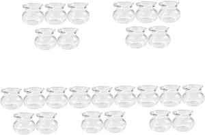 25 Pcs Miniature Fish Tanks - Glass Dollhouse Ornaments for DIY Scenes - Transparent 0.78X0.78X3.34 Inch Fish Bowls