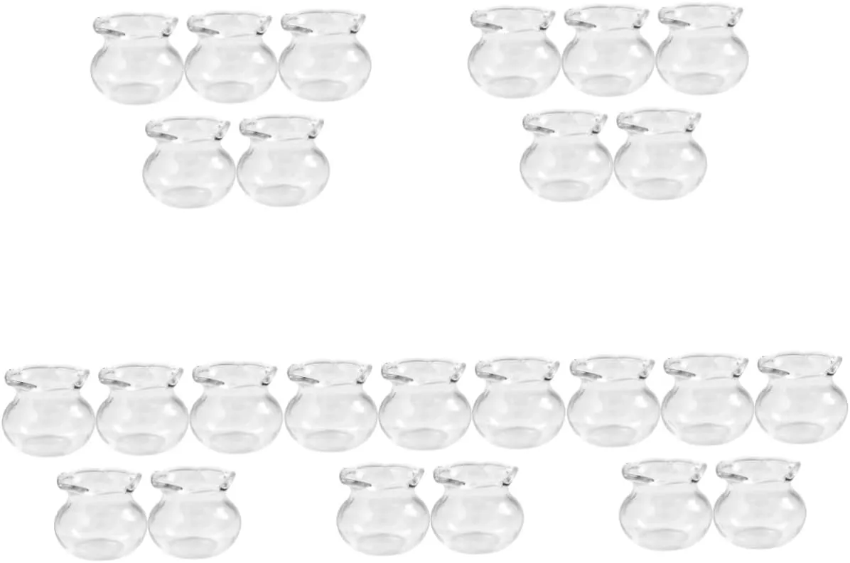 25 Pcs Miniature Fish Tanks - Glass Dollhouse Ornaments for DIY Scenes - Transparent 0.78X0.78X3.34 Inch Fish Bowls