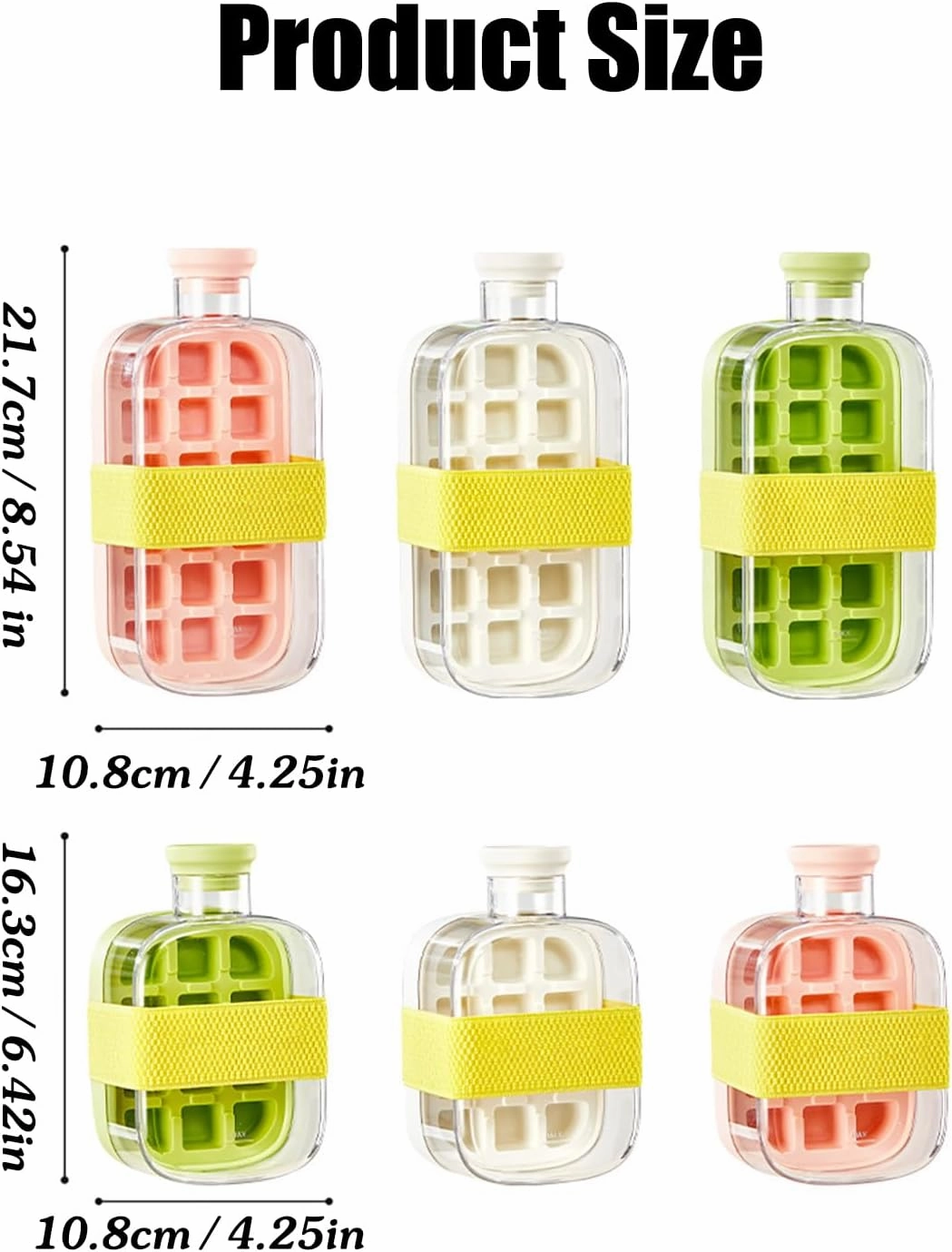 2-in-1 Ice Cube Bottle with Straw - Easy Press Ice Tray Water Bottle, Leak Proof Lid, Vertical Ice Maker for Freezer, Travel, Gym & Home Use (White, 800ml)