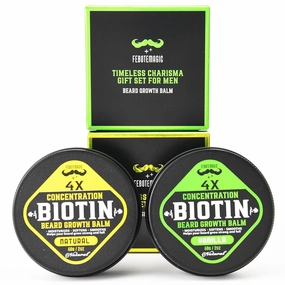 2 Pack Beard Balm Set for Men – Natural & Vanilla Scented 4X Concentration Biotin Butters – Non-Itchy, Style, Soften & Promote Growth – Beard Care Gift Set