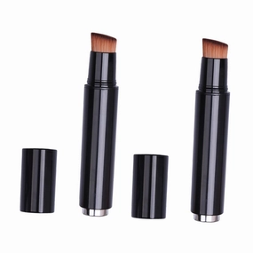 2pcs Cosmetic Kit Makeup Foundation Brush with Portable Plastic Handle Soft Dense Silk for Liquid Foundation Smooth Application