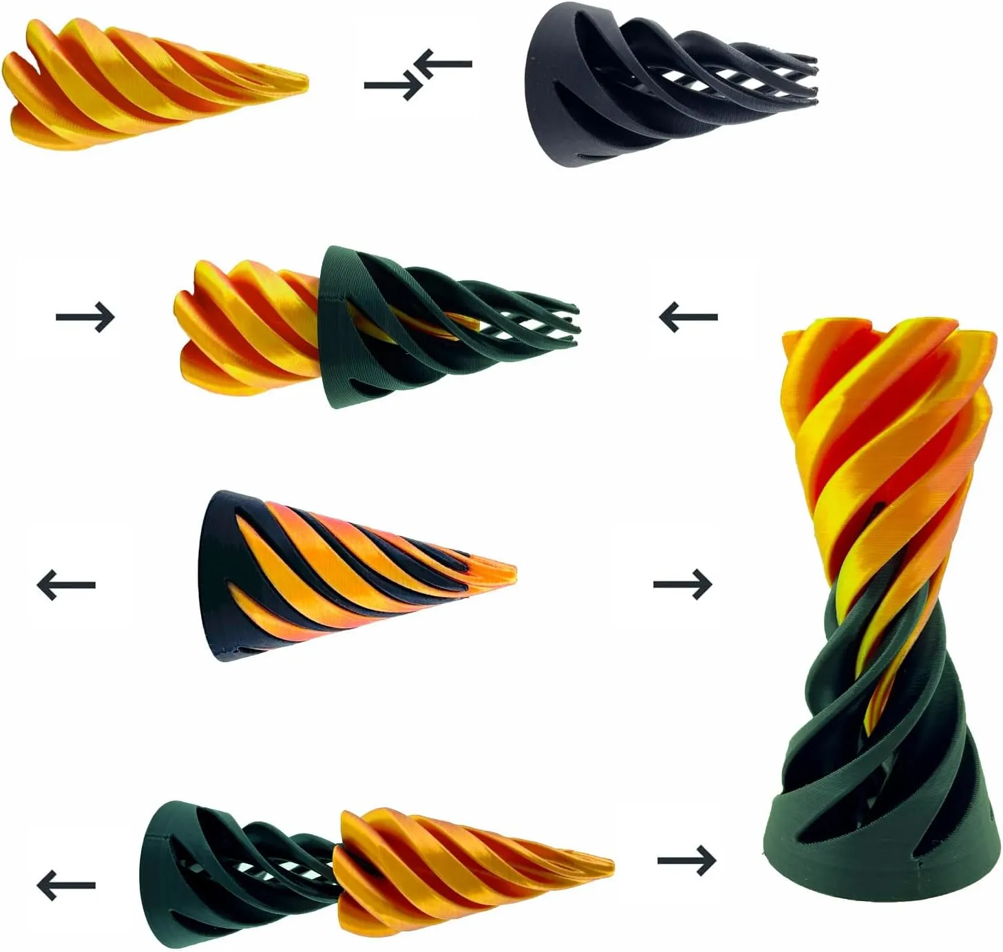 3 Packs Impossible Cone,Spiral Cone Fidget Toy Impossible Pyramid Passthrough Toy,3D Printed Spiral Cone Fidget Toy,Mini Vortex Thread Illusion Desktop Deco Souvenir Gift for Anxiety Relaxing